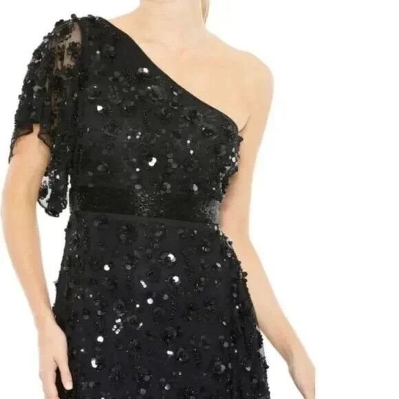 NWT Mac Duggal 93687 One Shoulder Beaded Embellished Asymmetrical Hem $598‎ - Picture 2 of 8